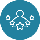 Icon of a person surrounded by stars